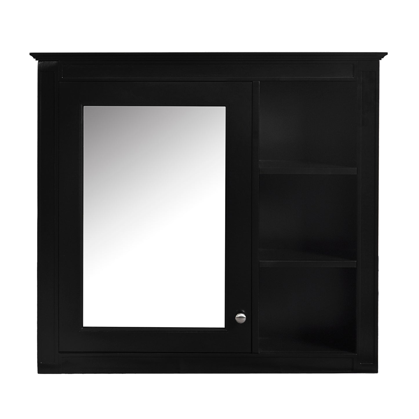 VanityFus 30-in Black Bathroom Vanity Single Sink Medicine Cabinet Combo with Ceramic Top Undermount 2 Soft Close Doors 3 Drawers (Mirror Included) Adjustable Shelves