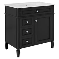 VanityFus 30-in Black Bathroom Vanity Single Sink Medicine Cabinet Combo with Ceramic Top Undermount 2 Soft Close Doors 3 Drawers (Mirror Included) Adjustable Shelves