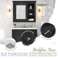 VanityFus 30-in Black Bathroom Vanity Single Sink Medicine Cabinet Combo with Ceramic Top Undermount 2 Soft Close Doors 3 Drawers (Mirror Included) Adjustable Shelves