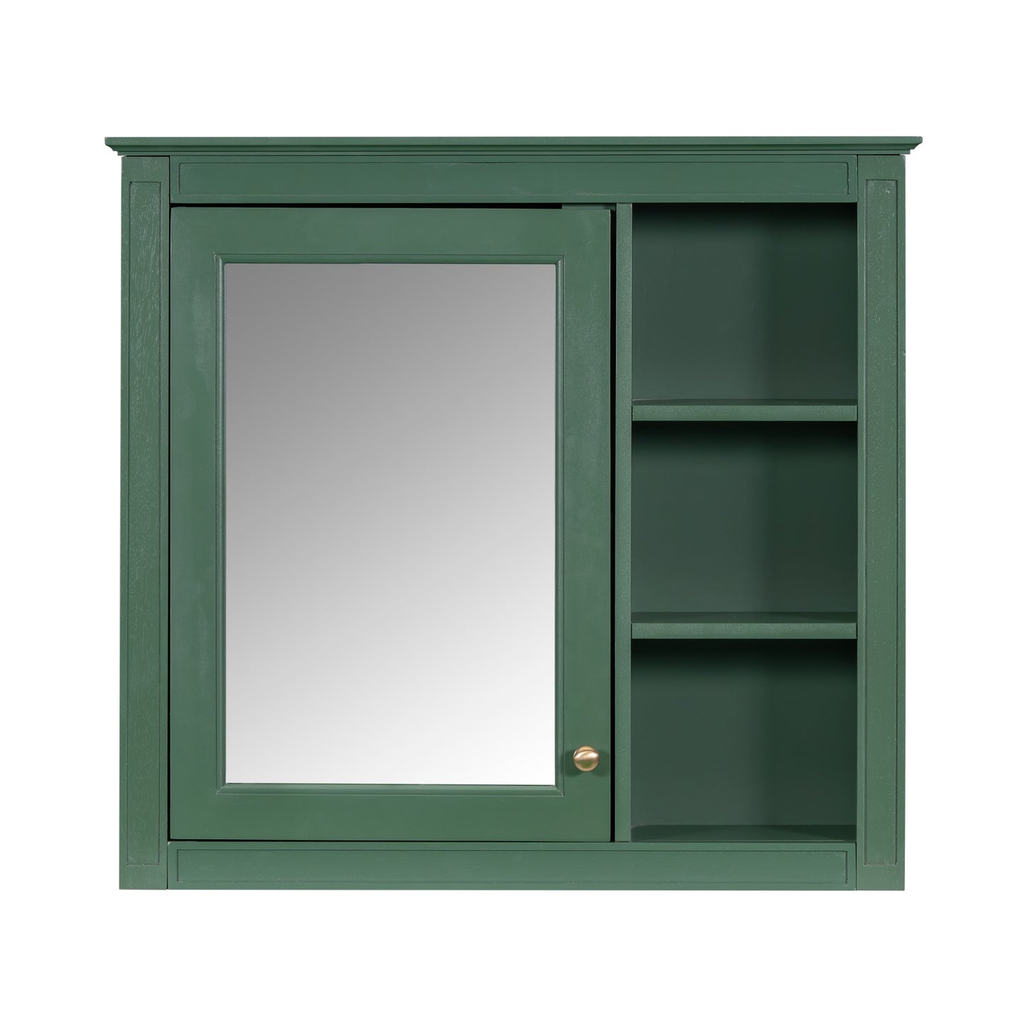 VanityFus Green 30-in Bathroom Vanity Single Sink Medicine Cabinet Combo with Ceramic Top Undermount 2 Soft Close Doors 3 Drawers Undermount Adjustable Shelves (Mirror Included)