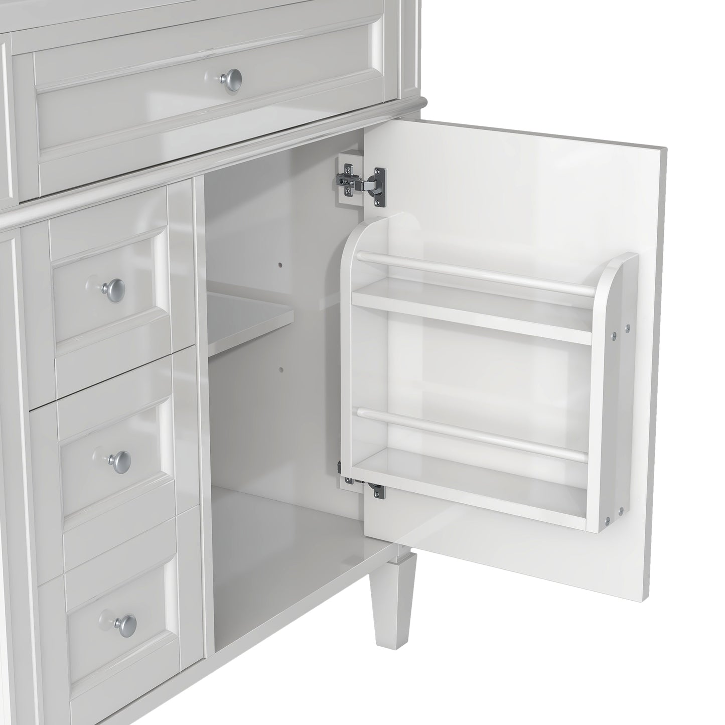 VanityFus 30-in White Bathroom Vanity Single Sink Medicine Cabinet Combo with Ceramic Top Undermount 1 Soft Close Door 3 Drawers (Mirror Included)
