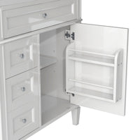 VanityFus 30-in White Bathroom Vanity Single Sink Medicine Cabinet Combo with Ceramic Top Undermount 1 Soft Close Door 3 Drawers (Mirror Included)