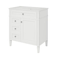 VanityFus 30-in White Bathroom Vanity Single Sink Medicine Cabinet Combo with Ceramic Top Undermount 1 Soft Close Door 3 Drawers (Mirror Included)