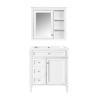 VanityFus 30-in White Bathroom Vanity Single Sink Medicine Cabinet Combo with Ceramic Top Undermount 1 Soft Close Door 3 Drawers (Mirror Included)