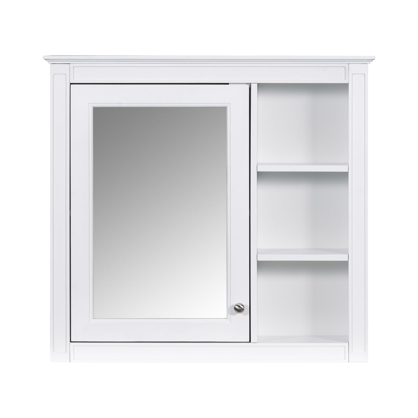 VanityFus 30-in White Bathroom Vanity Single Sink Medicine Cabinet Combo with Ceramic Top Undermount 1 Soft Close Door 3 Drawers (Mirror Included)