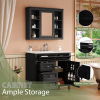VanityFus 36-in Black Bathroom Vanity Single Sink Combo with Ceramic Top Undermount 2 Soft Close Doors 3 Drawers Adjustable Shelves