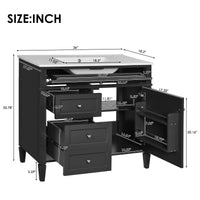 VanityFus 36-in Black Bathroom Vanity Single Sink Combo with Ceramic Top Undermount 2 Soft Close Doors 3 Drawers Adjustable Shelves
