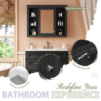 VanityFus 36-in Black Bathroom Vanity Single Sink Combo with Ceramic Top Undermount 2 Soft Close Doors 3 Drawers Adjustable Shelves