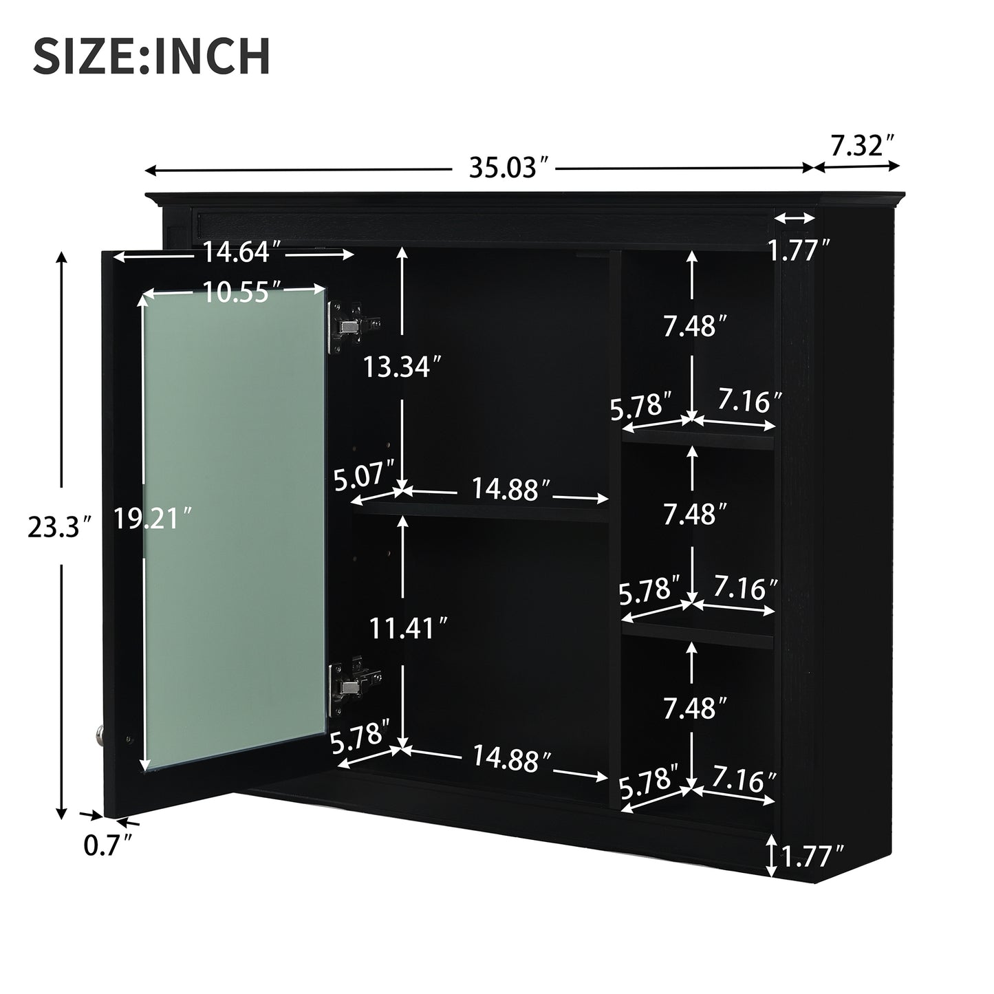 VanityFus 36-in Black Bathroom Vanity Single Sink Combo with Ceramic Top Undermount 2 Soft Close Doors 3 Drawers Adjustable Shelves