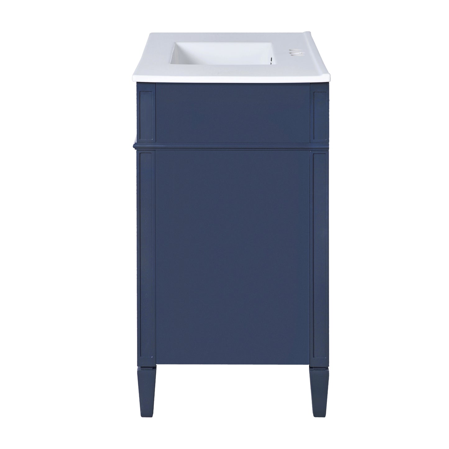 VanityFus 36-in Blue Bathroom Vanity Single Sink Combo with Ceramic Top Undermount 2 Soft Close Doors 3 Drawers Adjustable Shelves