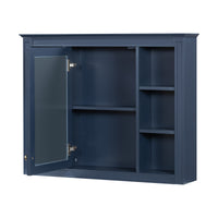 VanityFus 36-in Blue Bathroom Vanity Single Sink Combo with Ceramic Top Undermount 2 Soft Close Doors 3 Drawers Adjustable Shelves