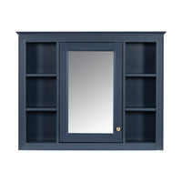 VanityFus 36-in Blue Bathroom Vanity Single Sink Combo with Ceramic Top Undermount 2 Soft Close Doors 3 Drawers Adjustable Shelves