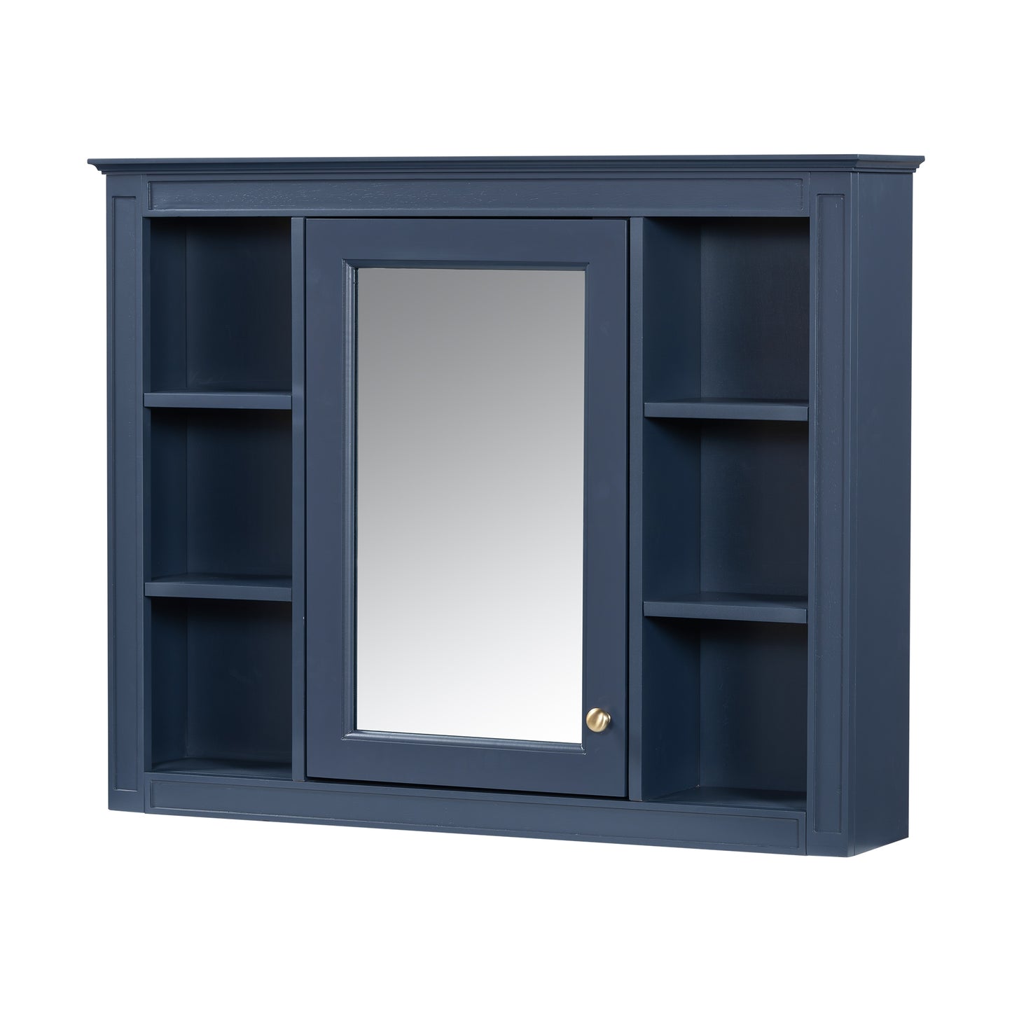 VanityFus 36-in Blue Bathroom Vanity Single Sink Medicine Cabinet Combo with Ceramic Top Undermount 2 Soft Close Doors 3 Drawers Adjustable Shelves (Mirror Included)