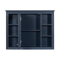 VanityFus 36-in Blue Bathroom Vanity Single Sink Medicine Cabinet Combo with Ceramic Top Undermount 2 Soft Close Doors 3 Drawers Adjustable Shelves (Mirror Included)