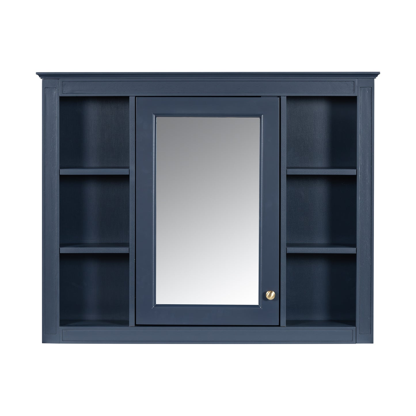 VanityFus 36-in Blue Bathroom Vanity Single Sink Medicine Cabinet Combo with Ceramic Top Undermount 2 Soft Close Doors 3 Drawers Adjustable Shelves (Mirror Included)