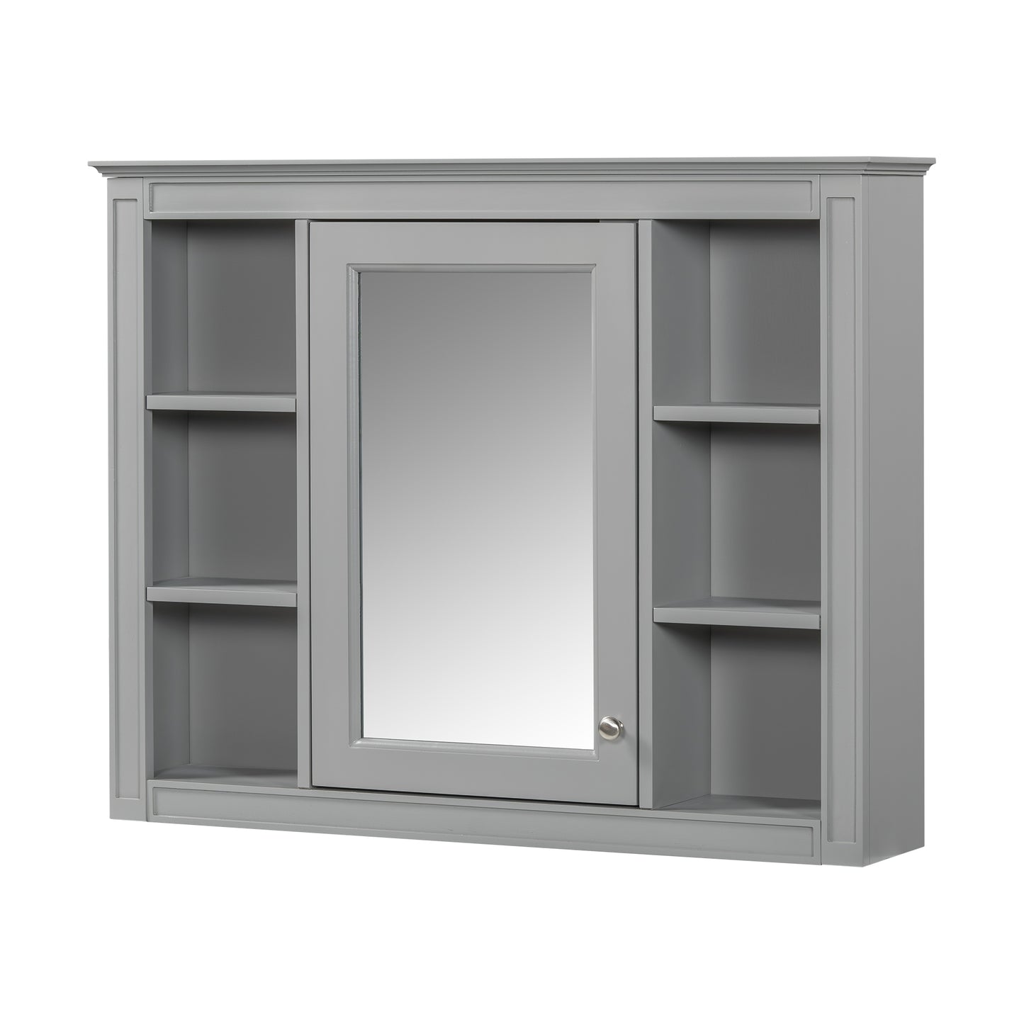 VanityFus 36-in Gray Bathroom Vanity Single Sink Medicine Cabinet Combo with Ceramic Top Undermount 2 Soft Close Doors 3 Drawers (Mirror Included) Adjustable Shelves