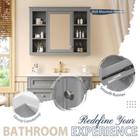 VanityFus 36-in Gray Bathroom Vanity Single Sink Medicine Cabinet Combo with Ceramic Top Undermount 2 Soft Close Doors 3 Drawers (Mirror Included) Adjustable Shelves