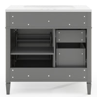 VanityFus 36-in Gray Bathroom Vanity Single Sink Medicine Cabinet Combo with Ceramic Top Undermount 2 Soft Close Doors 3 Drawers Adjustable Shelves (Mirror Included)