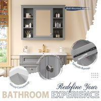 VanityFus 36-in Gray Bathroom Vanity Single Sink Medicine Cabinet Combo with Ceramic Top Undermount 2 Soft Close Doors 3 Drawers Adjustable Shelves (Mirror Included)