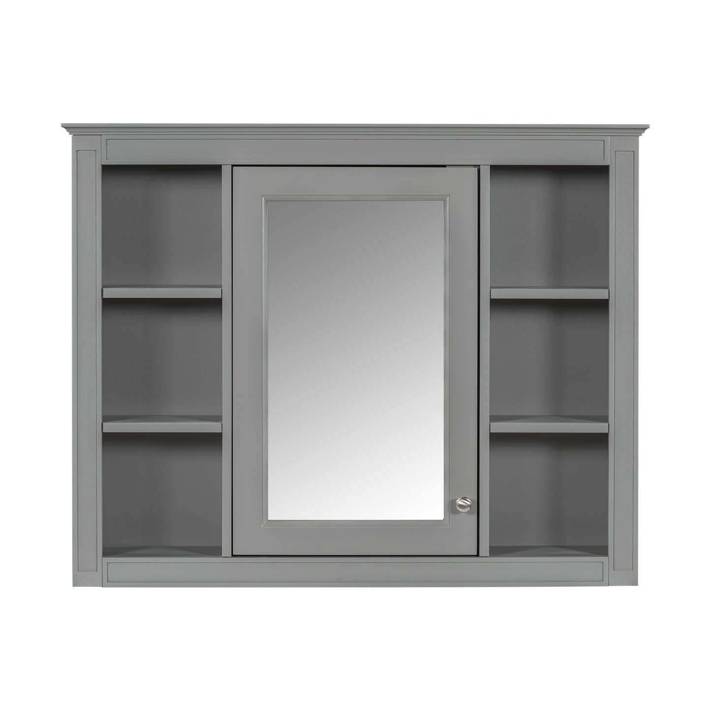VanityFus 36-in Gray Bathroom Vanity Single Sink Medicine Cabinet Combo with Ceramic Top Undermount 2 Soft Close Doors 3 Drawers Adjustable Shelves (Mirror Included)