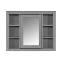 VanityFus 36-in Gray Bathroom Vanity Single Sink Medicine Cabinet Combo with Ceramic Top Undermount 2 Soft Close Doors 3 Drawers Adjustable Shelves (Mirror Included)
