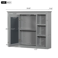 VanityFus 36-in Gray Bathroom Vanity Single Sink Medicine Cabinet Combo with Ceramic Top Undermount 2 Soft Close Doors 3 Drawers Adjustable Shelves (Mirror Included)