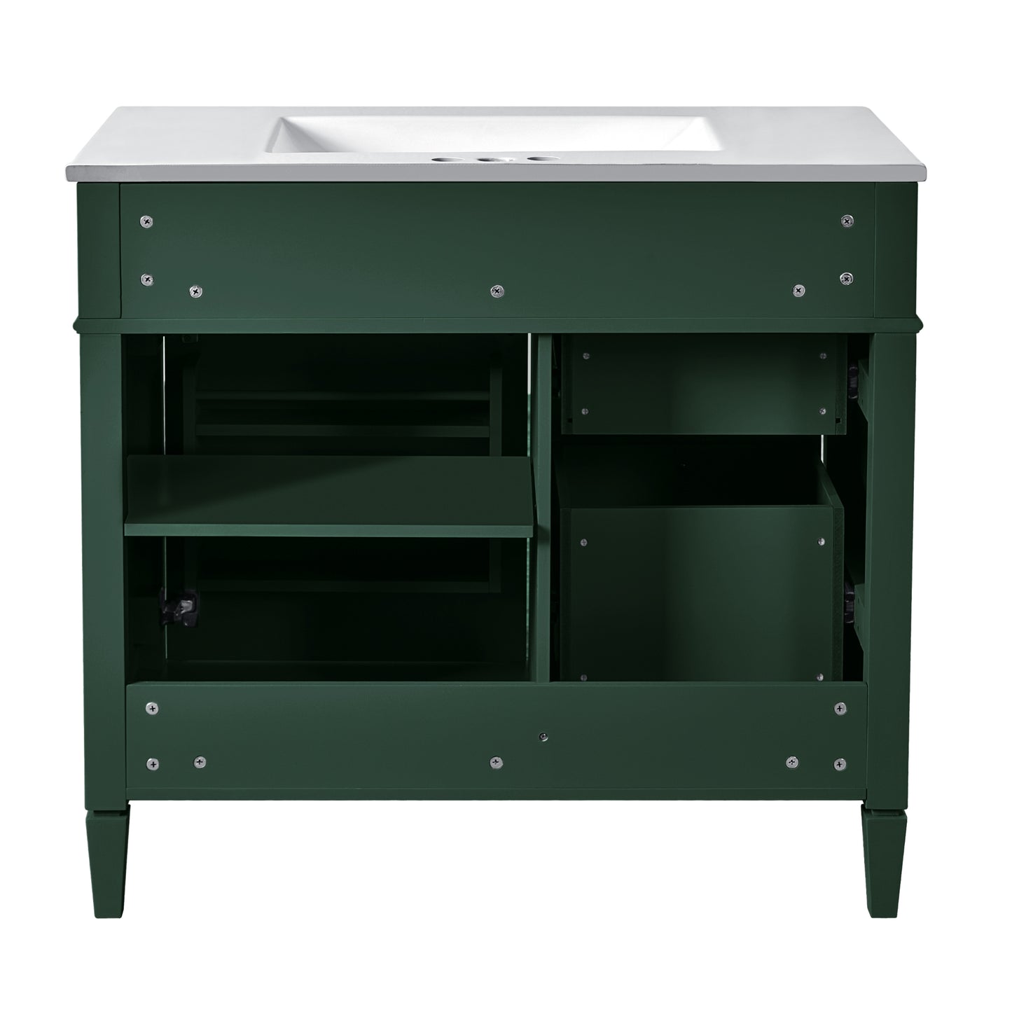 VanityFus 36-in Green Bathroom Vanity Single Sink Medicine Cabinet Combo with Ceramic Top Undermount 2 Soft Close Doors 3 Drawers (Mirror Included) Adjustable Shelves