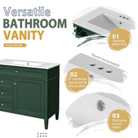 VanityFus 36-in Green Bathroom Vanity Single Sink Medicine Cabinet Combo with Ceramic Top Undermount 2 Soft Close Doors 3 Drawers (Mirror Included) Adjustable Shelves
