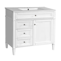 VanityFus 36-in White Bathroom Vanity Single Sink Medicine Cabinet Combo with Ceramic Top Undermount 2 Soft Close Doors 3 Drawers (Mirror Included) Adjustable Shelves