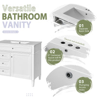 VanityFus 36-in White Bathroom Vanity Single Sink Medicine Cabinet Combo with Ceramic Top Undermount 2 Soft Close Doors 3 Drawers (Mirror Included) Adjustable Shelves