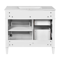 VanityFus 36-in White Bathroom Vanity Single Sink Medicine Cabinet Combo with Ceramic Top Undermount 2 Soft Close Doors 3 Drawers (Mirror Included) Adjustable Shelves