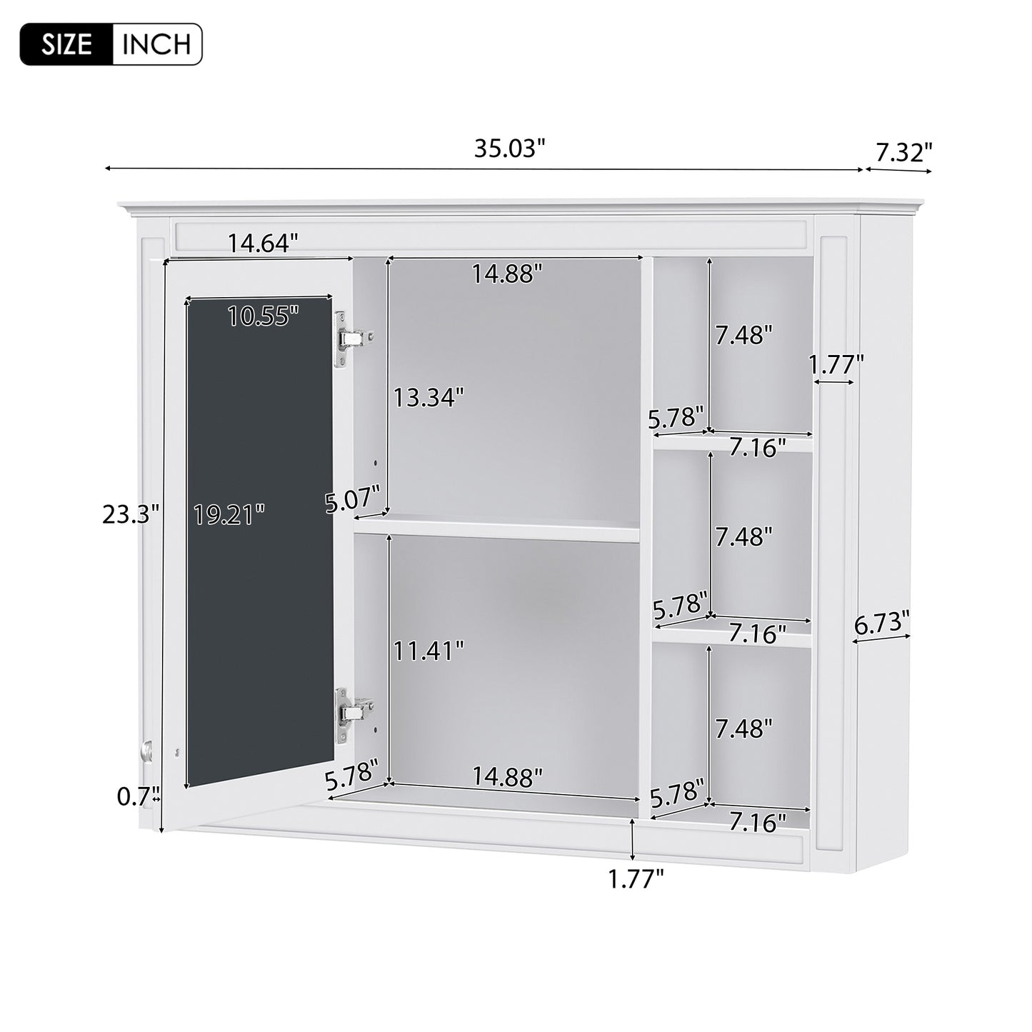 VanityFus 36-in White Bathroom Vanity Single Sink Medicine Cabinet Combo with Ceramic Top Undermount 2 Soft Close Doors 3 Drawers (Mirror Included) Adjustable Shelves