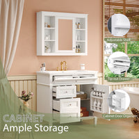 VanityFus 36-in White Bathroom Vanity Single Sink Medicine Cabinet Combo with Ceramic Top Undermount 2 Soft Close Doors 3 Drawers (Mirror Included) Adjustable Shelves