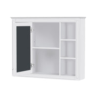 VanityFus 36-in White Bathroom Vanity Single Sink Medicine Cabinet Combo with Ceramic Top Undermount 2 Soft Close Doors 3 Drawers Adjustable Shelves (Mirror Included)