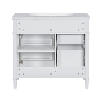VanityFus 36-in White Bathroom Vanity Single Sink Medicine Cabinet Combo with Ceramic Top Undermount 2 Soft Close Doors 3 Drawers Adjustable Shelves (Mirror Included)