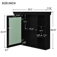 VanityFus 36-in Black Bathroom Vanity Single Sink Medicine Cabinet Combo with Ceramic Top Undermount 1 Door 5 Drawers (Mirror Included)