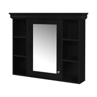 VanityFus 36-in Black Bathroom Vanity Single Sink Medicine Cabinet Combo with Ceramic Top Undermount 1 Door 5 Drawers (Mirror Included)