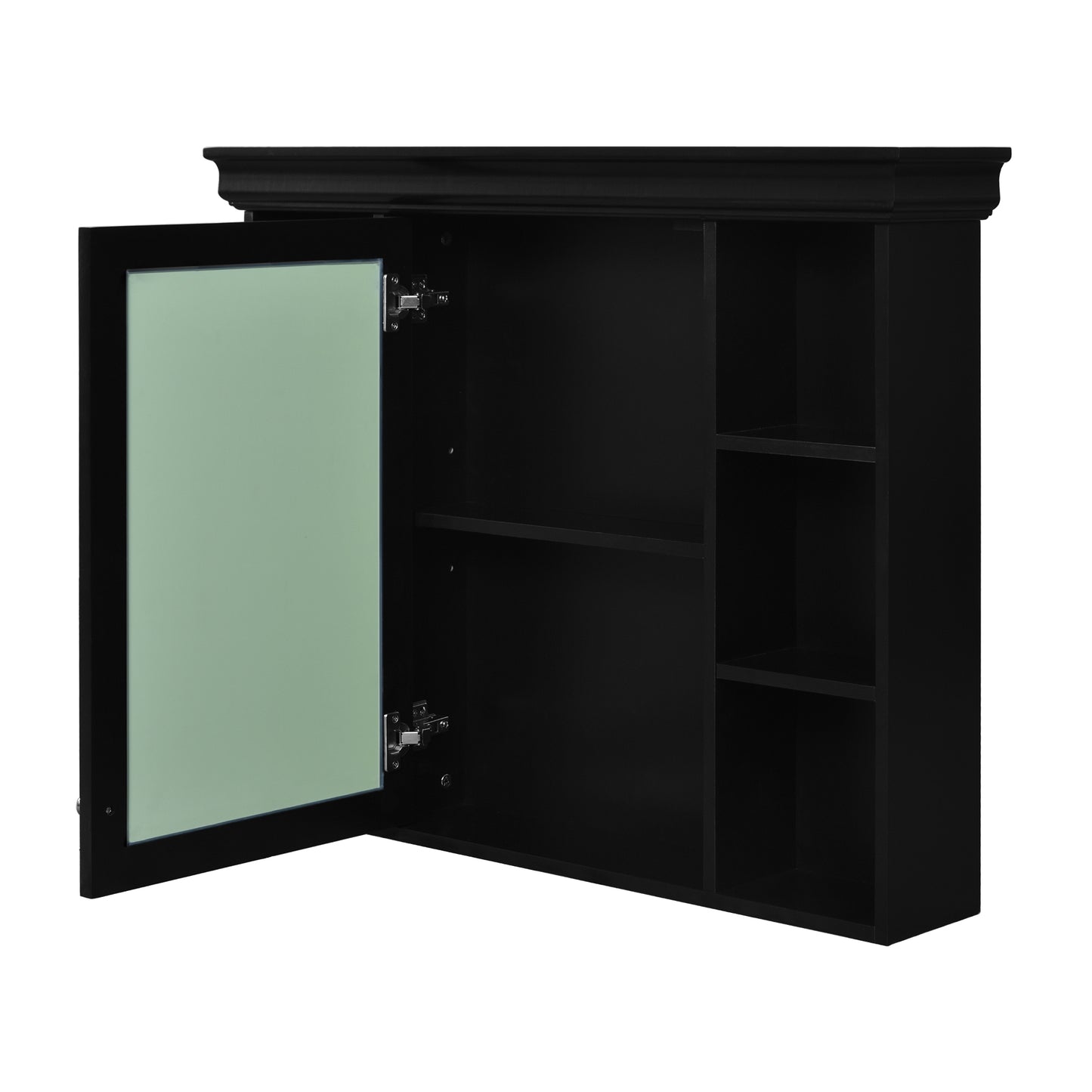 VanityFus 36-in Black Bathroom Vanity Single Sink Medicine Cabinet Combo with Ceramic Top Undermount 1 Door 5 Drawers (Mirror Included)