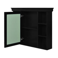 VanityFus 36-in Black Bathroom Vanity Single Sink Medicine Cabinet Combo with Ceramic Top Undermount 1 Door 5 Drawers (Mirror Included)