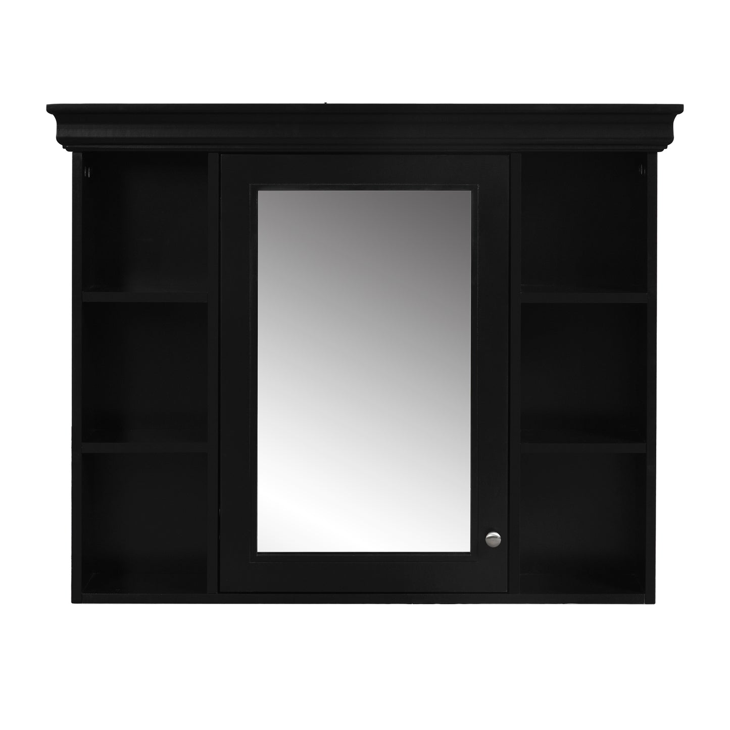 VanityFus 36-in Black Bathroom Vanity Single Sink Medicine Cabinet Combo with Ceramic Top Undermount 1 Door 5 Drawers (Mirror Included)