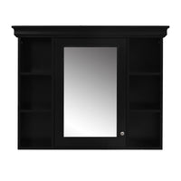 VanityFus 36-in Black Bathroom Vanity Single Sink Medicine Cabinet Combo with Ceramic Top Undermount 1 Door 5 Drawers (Mirror Included)