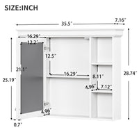 VanityFus 36-in White Bathroom Vanity Single Sink Medicine Cabinet Combo with Ceramic Top Undermount 1 Door 5 Drawers (Mirror Included)