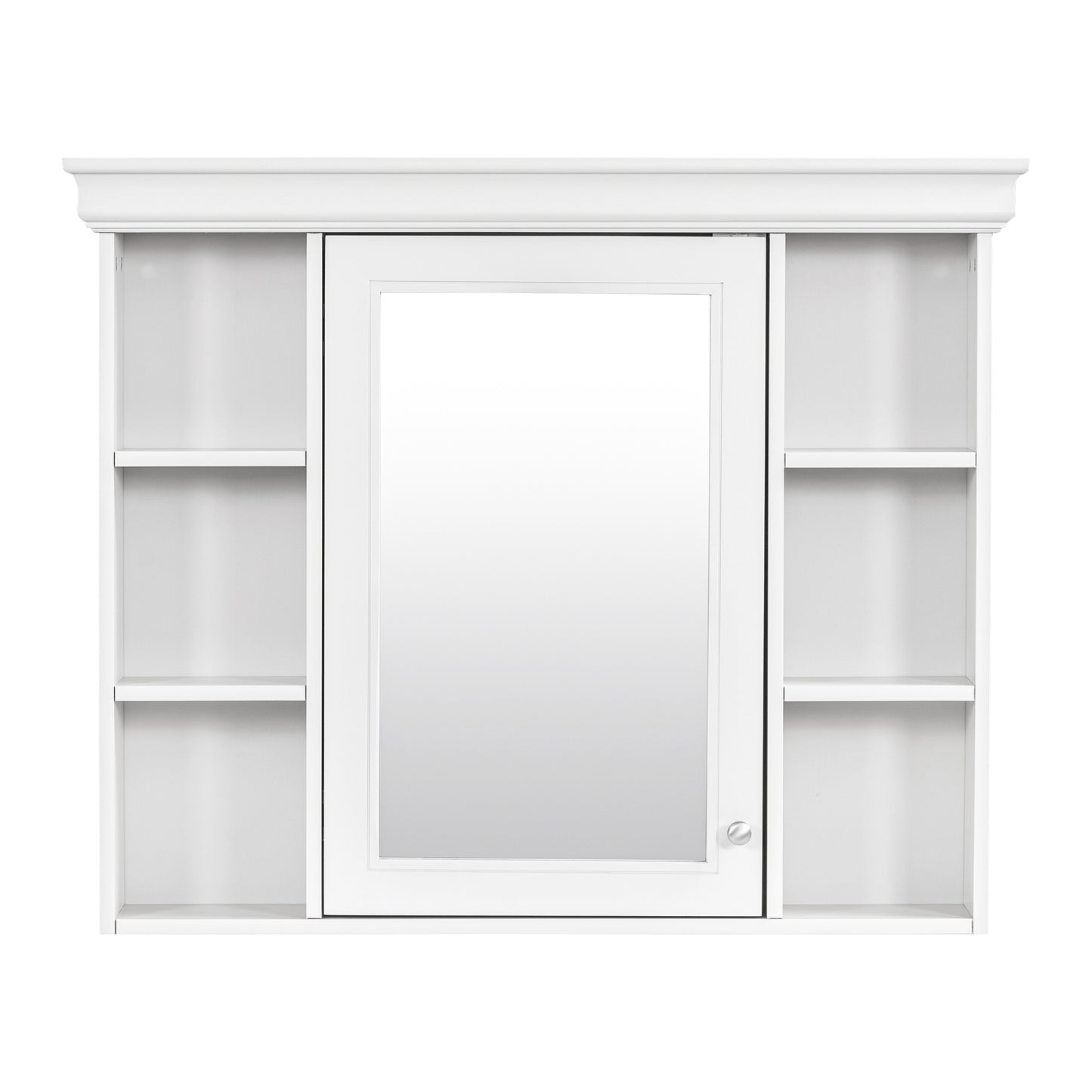 VanityFus 36-in White Bathroom Vanity Single Sink Medicine Cabinet Combo with Ceramic Top Undermount 1 Door 5 Drawers (Mirror Included)