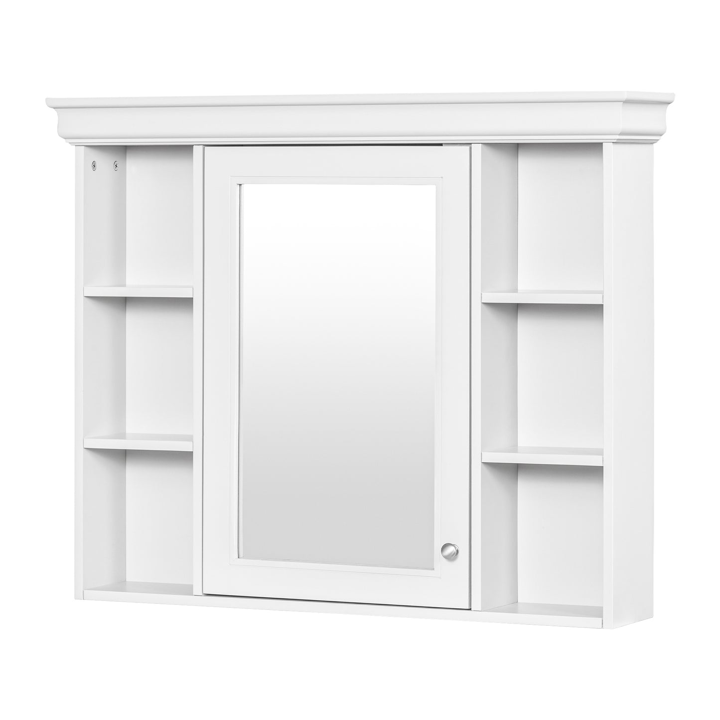 VanityFus 36-in White Bathroom Vanity Single Sink Medicine Cabinet Combo with Ceramic Top Undermount 1 Door 5 Drawers (Mirror Included)