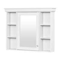 VanityFus 36-in White Bathroom Vanity Single Sink Medicine Cabinet Combo with Ceramic Top Undermount 1 Door 5 Drawers (Mirror Included)