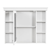 VanityFus 36-in White Bathroom Vanity Single Sink Medicine Cabinet Combo with Ceramic Top Undermount 1 Door 5 Drawers (Mirror Included)