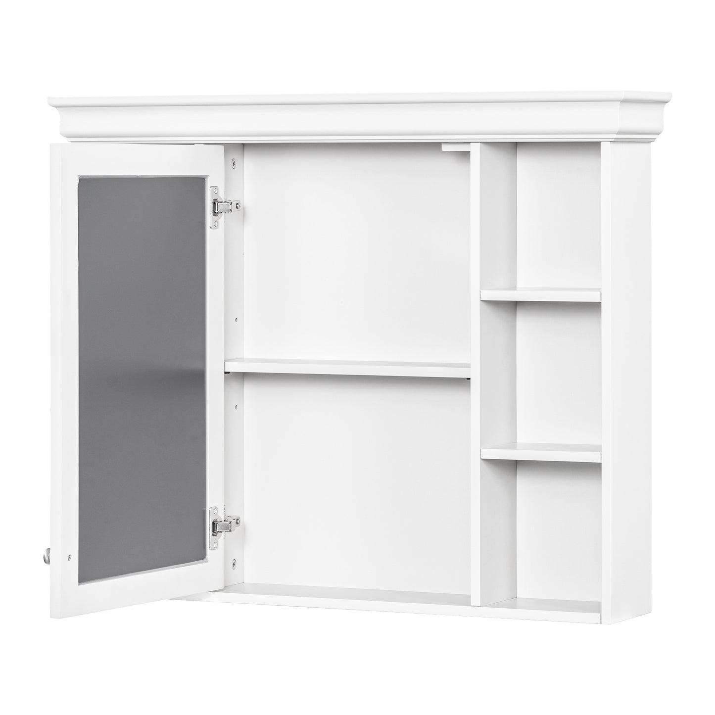 VanityFus 36-in White Bathroom Vanity Single Sink Medicine Cabinet Combo with Ceramic Top Undermount 1 Door 5 Drawers (Mirror Included)