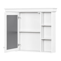 VanityFus 36-in White Bathroom Vanity Single Sink Medicine Cabinet Combo with Ceramic Top Undermount 1 Door 5 Drawers (Mirror Included)