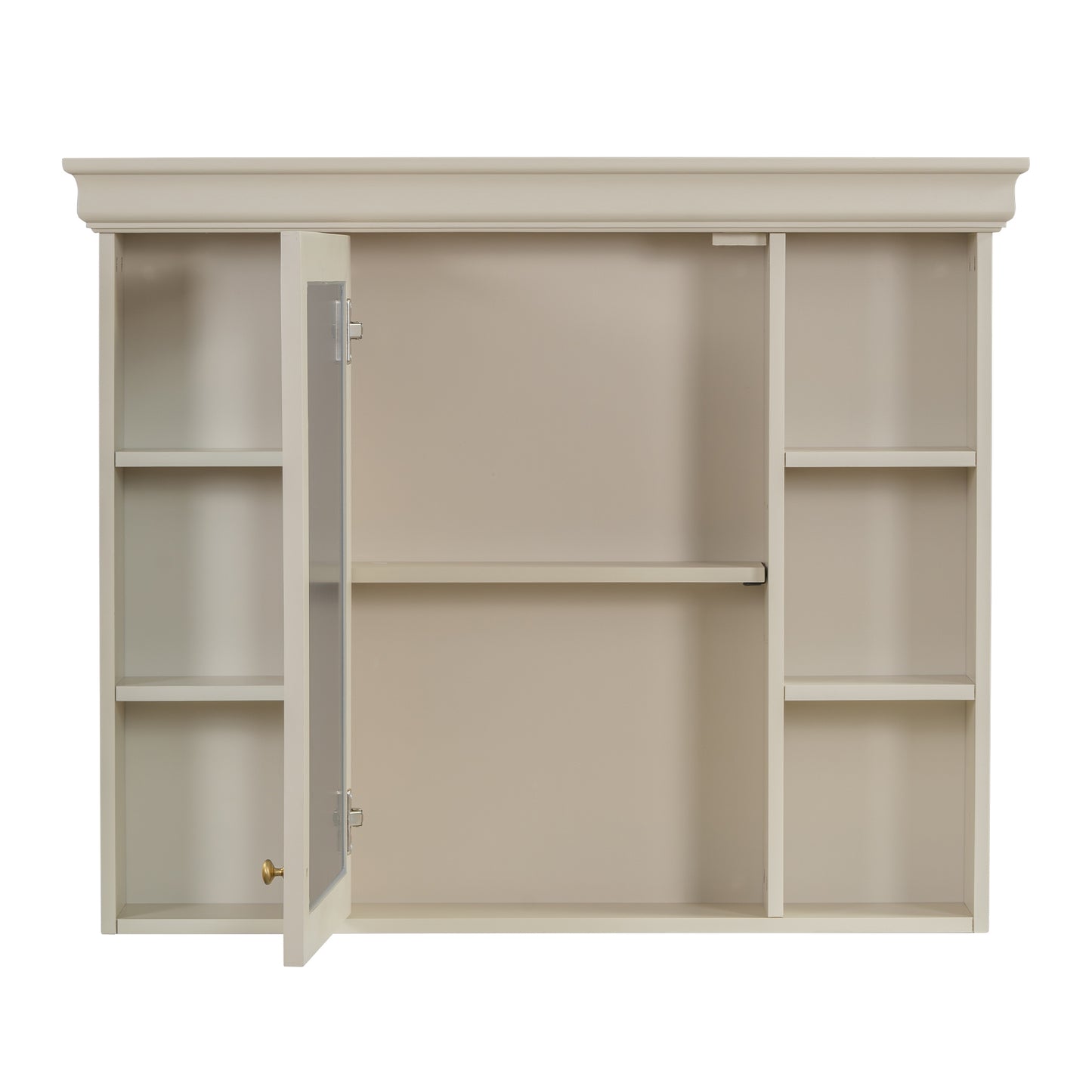 VanityFus 36-in Beige Bathroom Vanity Single Sink Medicine Cabinet Combo with Ceramic Top Undermount 1 Door 5 Drawers (Mirror Included)