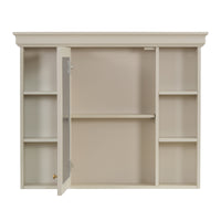 VanityFus 36-in Beige Bathroom Vanity Single Sink Medicine Cabinet Combo with Ceramic Top Undermount 1 Door 5 Drawers (Mirror Included)
